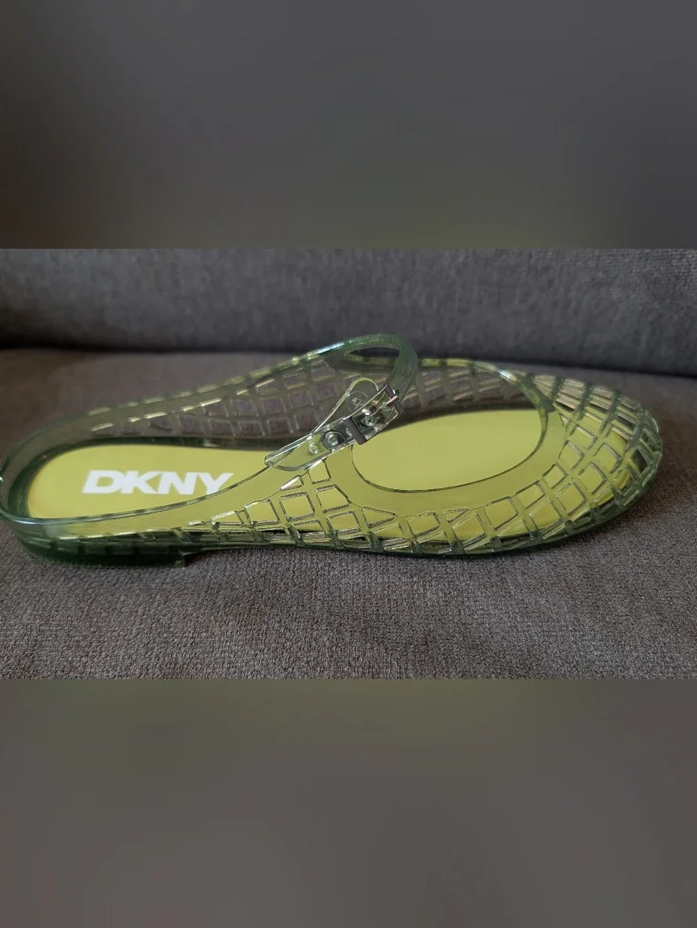 DKNY Olive Green Jelly Slingback Flats